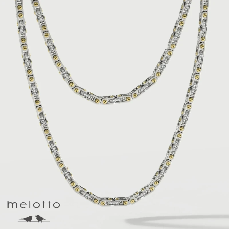 Мужская цепочка с бесцветными бриллиантами