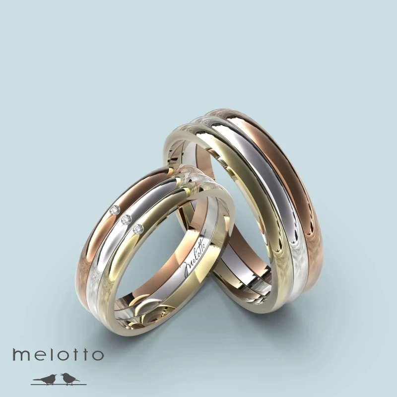 Трехцветные парные обручальные кольца Трехцветные парные обручальные кольца