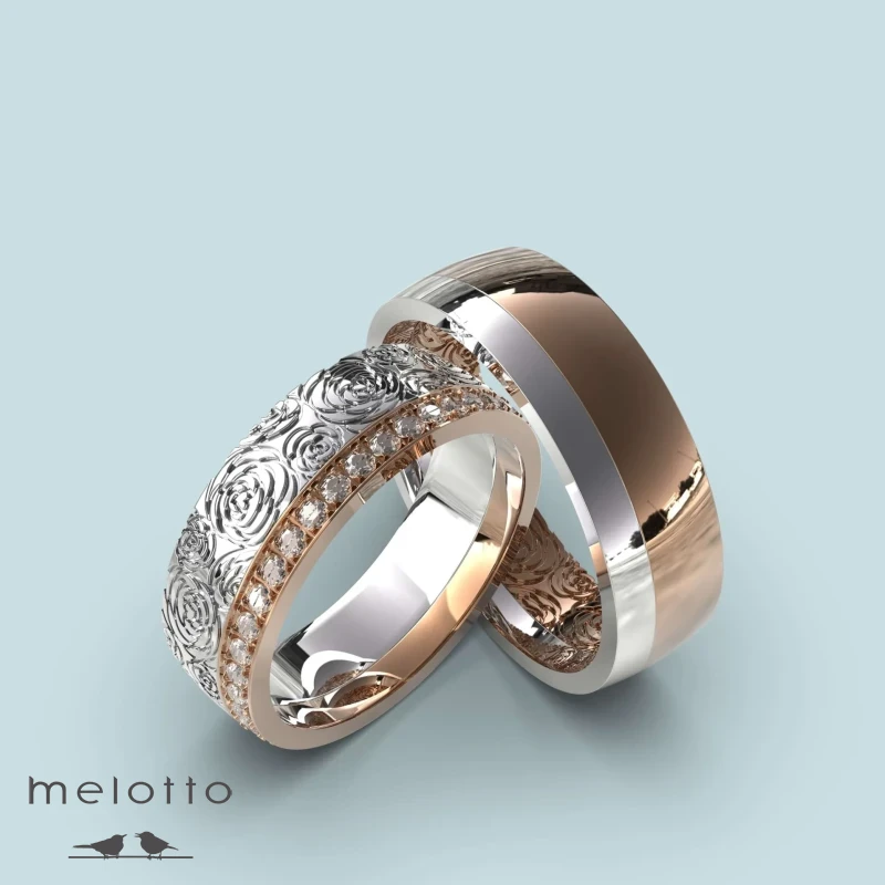 Обручальная пара колец с гравировкой Роза Обручальная пара колец с гравировкой Роза