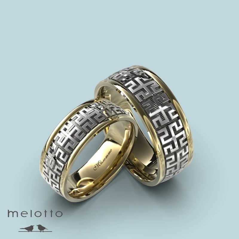 Обручальная пара колец с оберегом «Родовик»