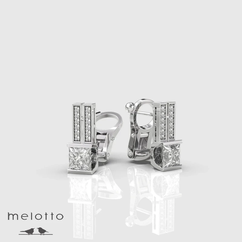 Серьги с бриллиантами огранки Принцесса