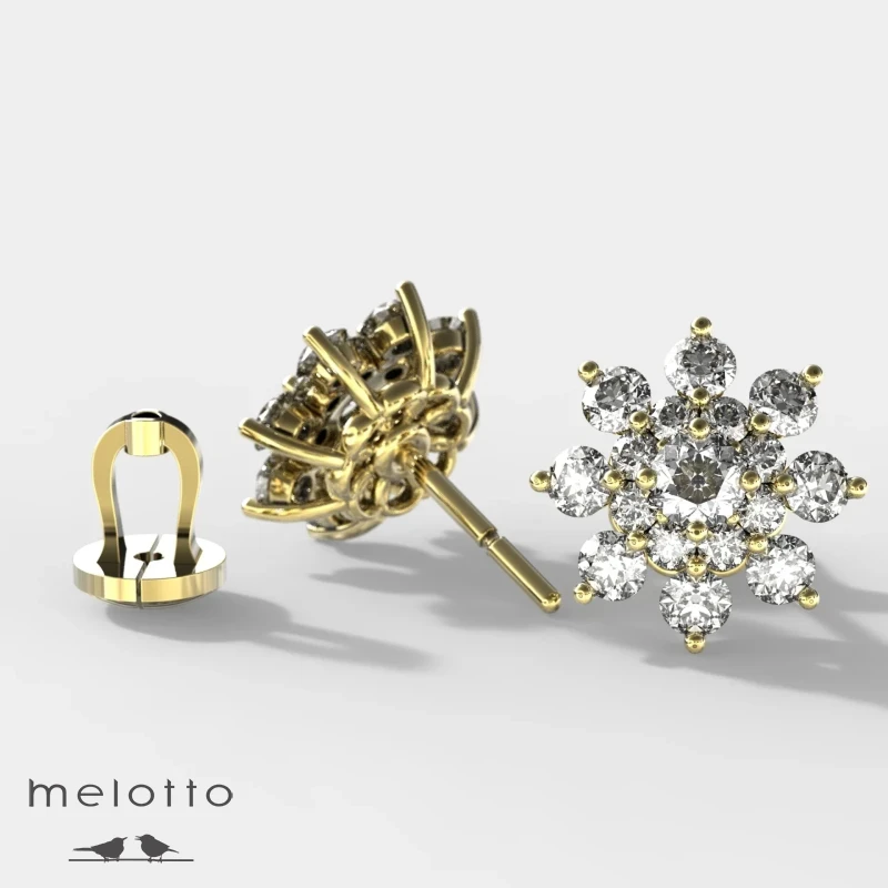 Серьги с бриллиантами Цветок