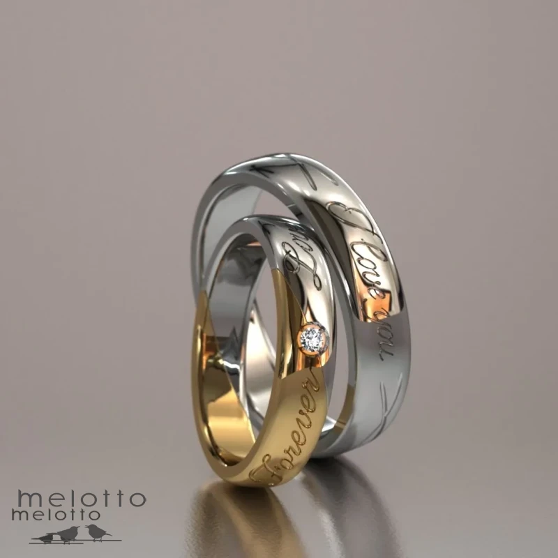 Обручальные парные кольца из двух видов золота