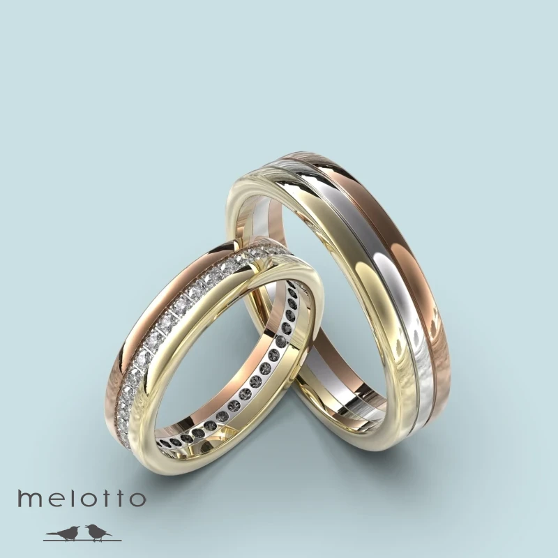 Плоские обручальные кольца с бриллиантами Тринити Плоские обручальные кольца с бриллиантами Тринити