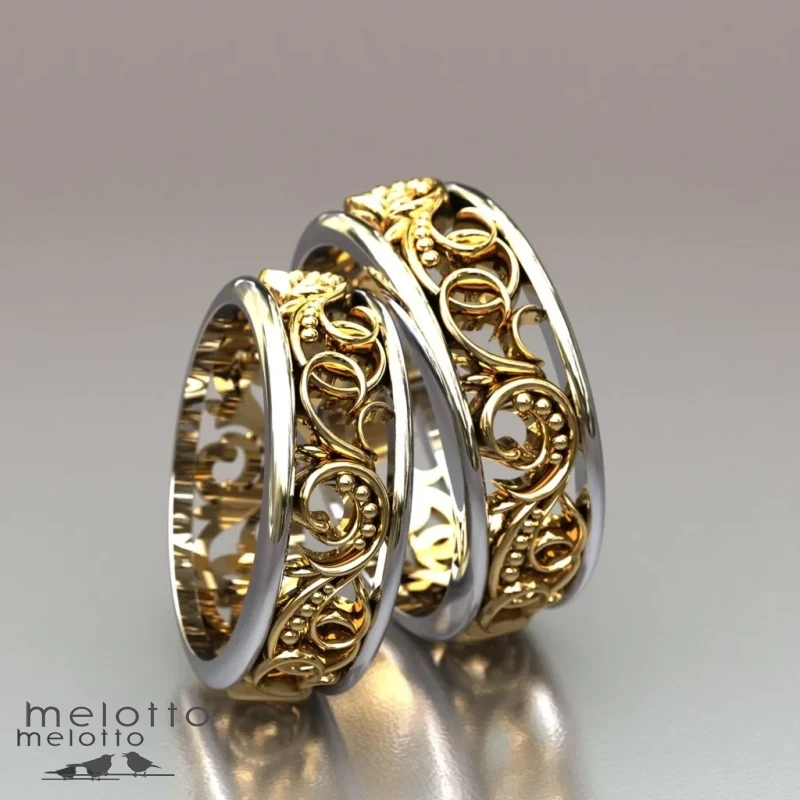 Свадебные кольца с цветочным орнаментом