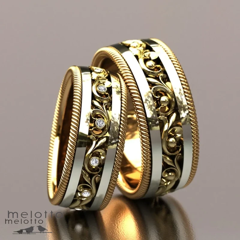 Трехцветные обручальные кольца «April»