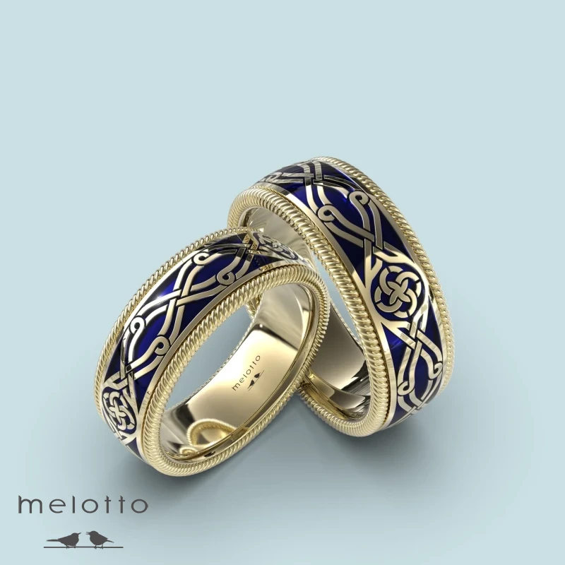 Славянские кольца с горячей эмалью