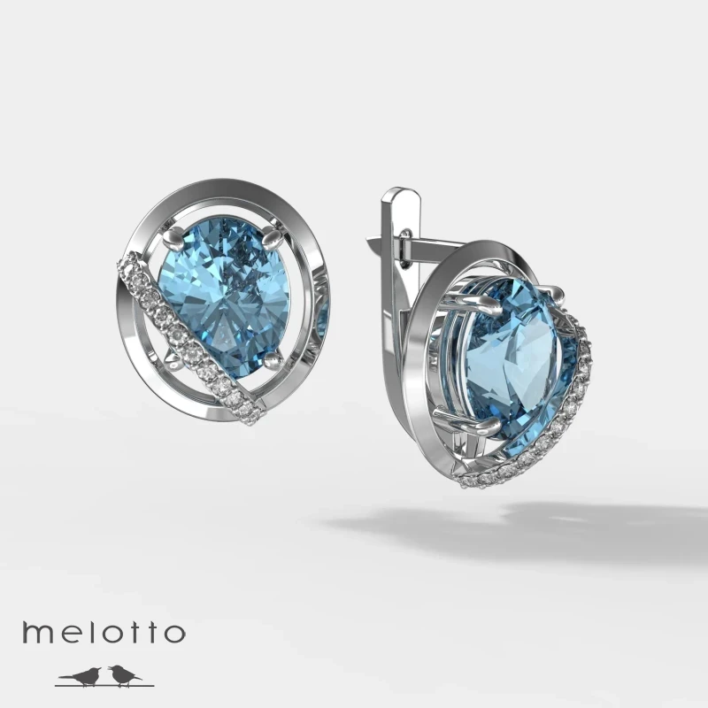 Серебряные серьги топазами и фианитами. В наличии.