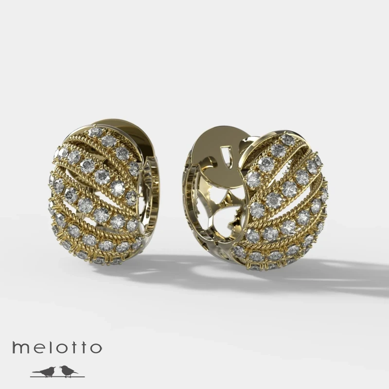 Золотые серьги-конго с бриллиантами