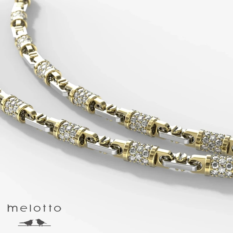 Золотая цепочка Ампир с бриллиантами