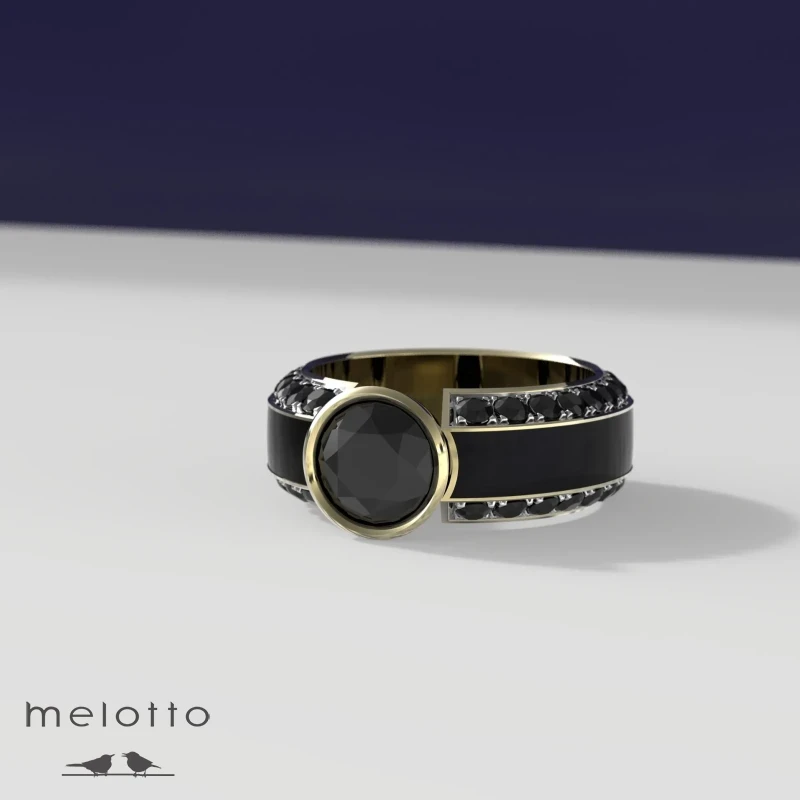 Перстень с большим черным бриллиантом