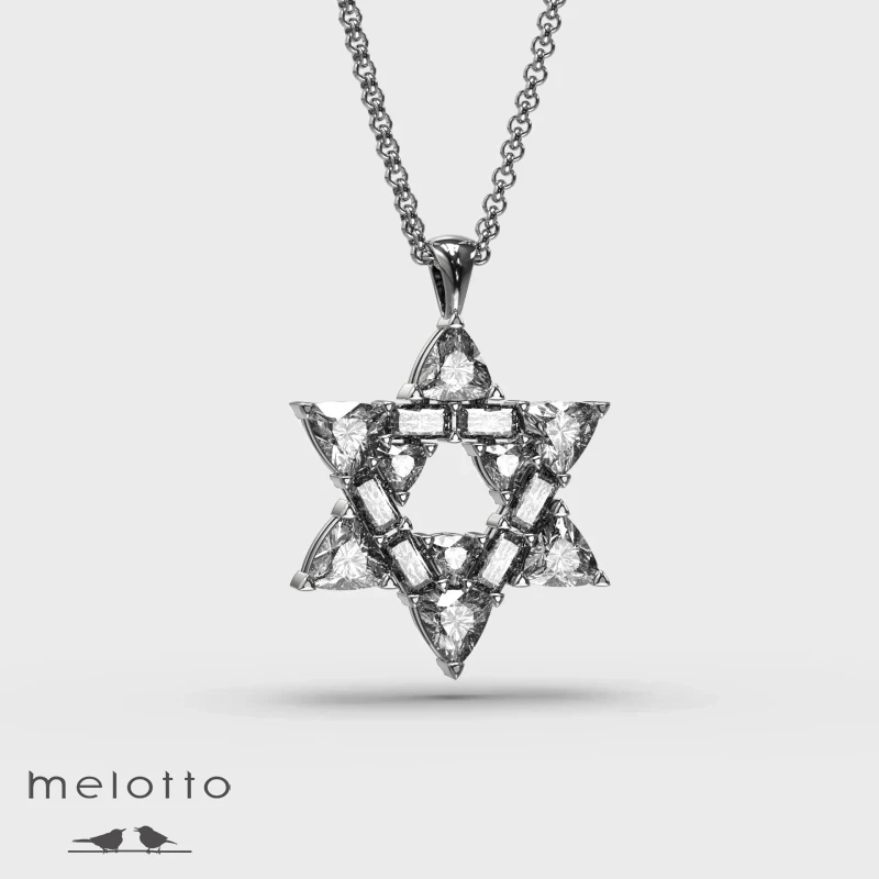 Золотой Bling кулон Звезда Давида с бриллиантами
