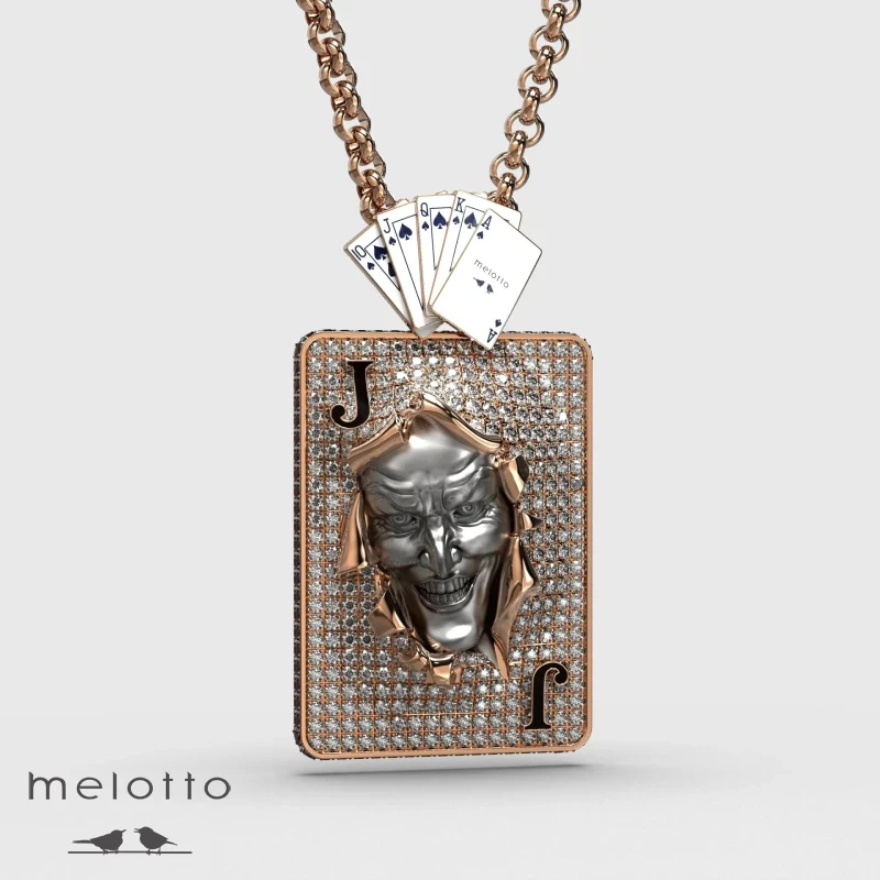 Блинг кулон Джокер из золота с бриллиантами