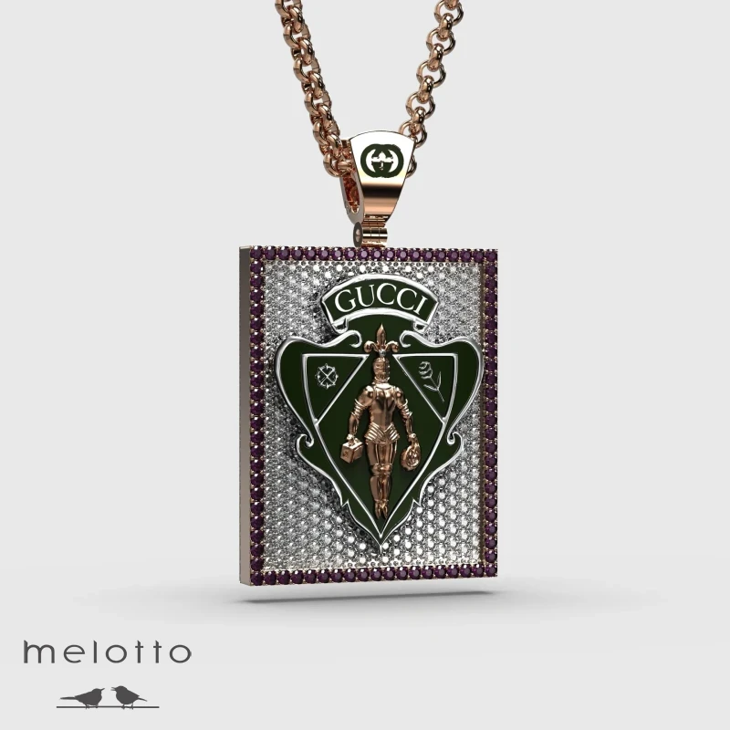 Кулон Bling GUCCI  из золота с бриллиантами и рубинами