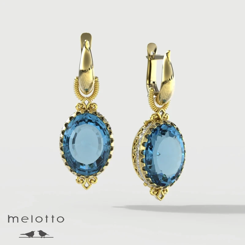 Серьги золотые с топазом