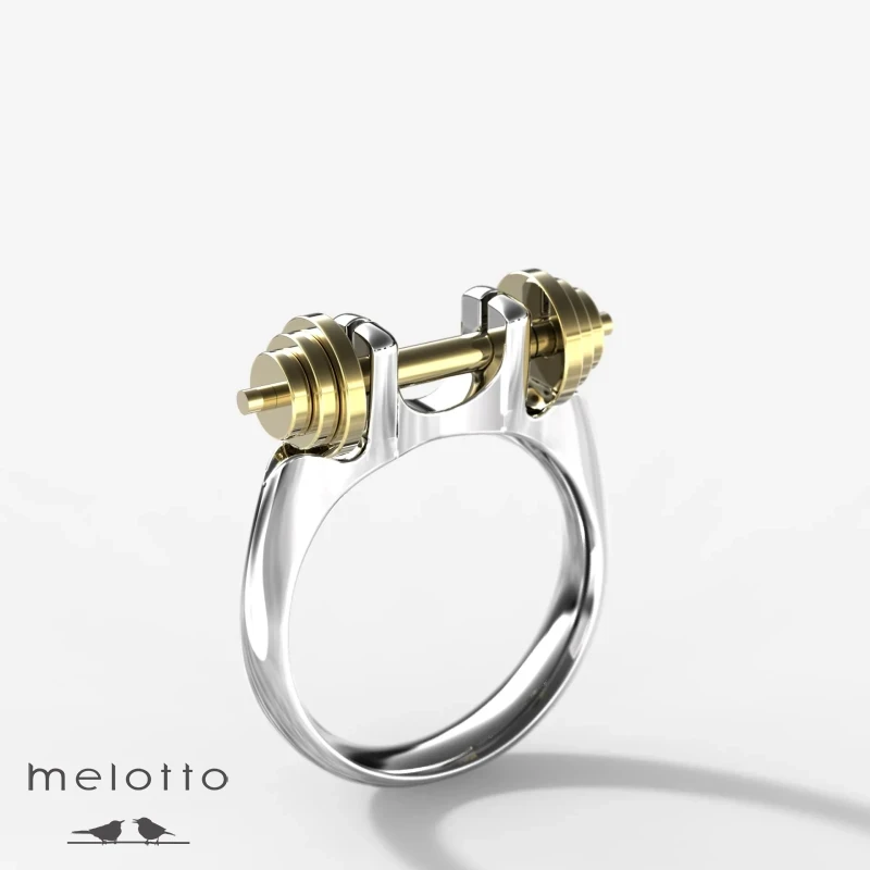 Женское кольцо с золотой штангой