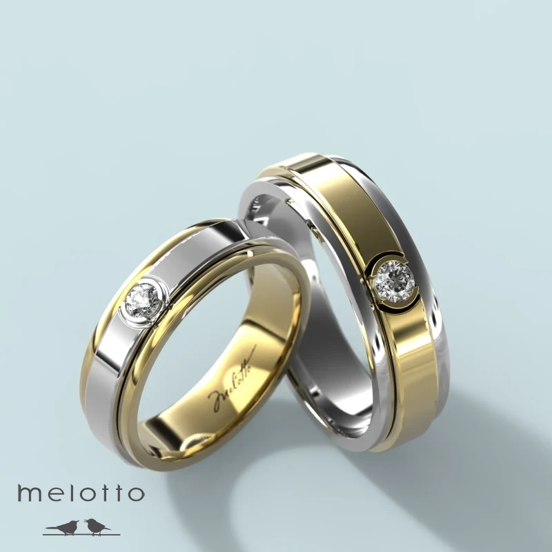 Двухцветные европейские обручальные кольца Двухцветные европейские обручальные кольца