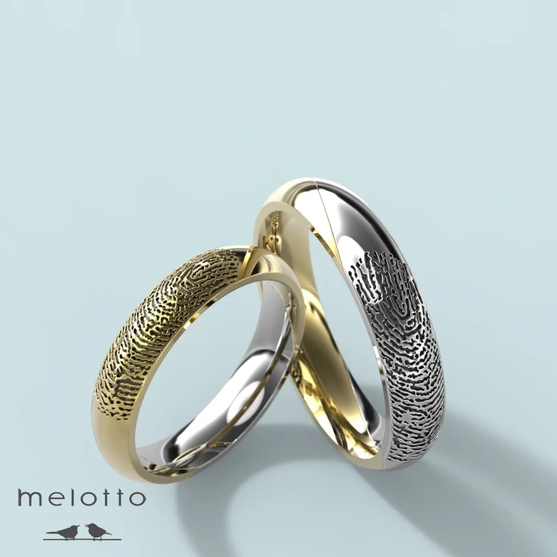 Обручальные кольца двухцветные с отпечатком пальца Обручальные кольца двухцветные с отпечатком пальца