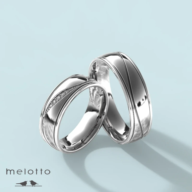 Обручальные классические кольца из белого золота с бриллиантами Обручальные классические кольца из белого золота с бриллиантами