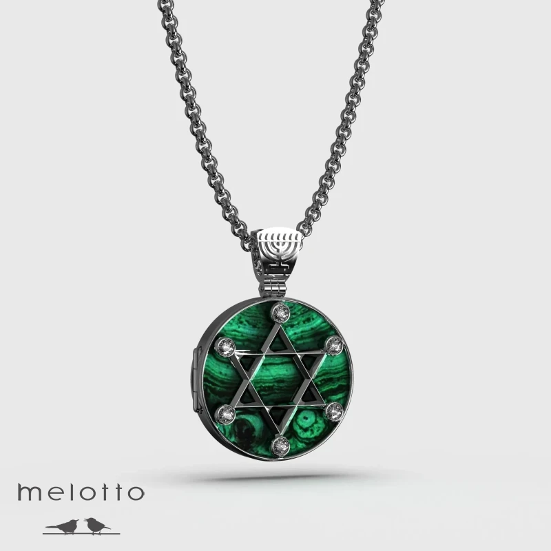 Иудейский кулон для одного фото с малахитом