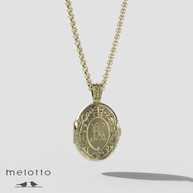 Кулон для двух фото с инициалами КА