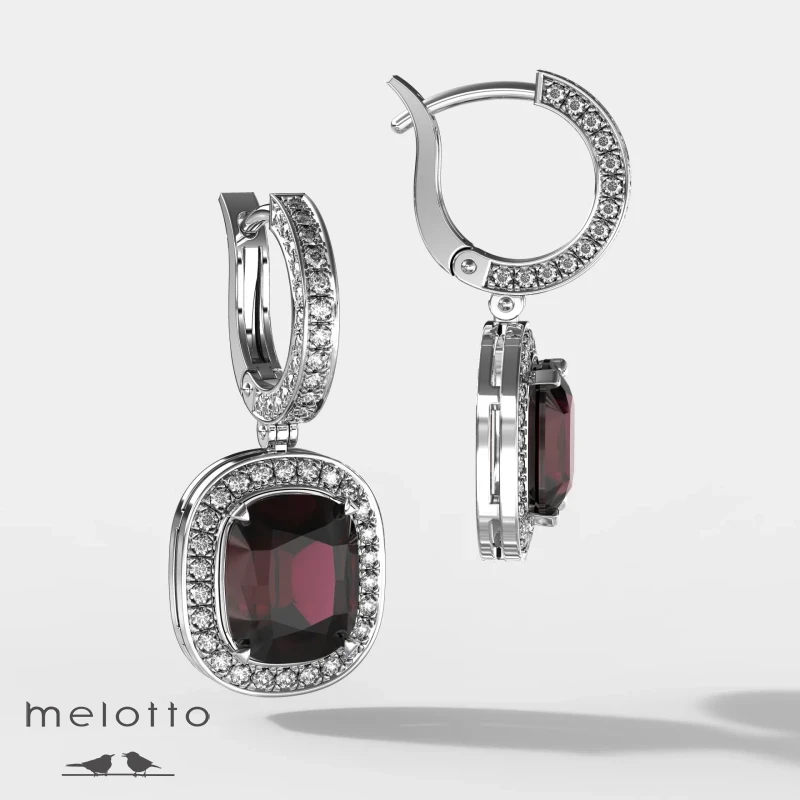 Сережки с гранатом и сваровски