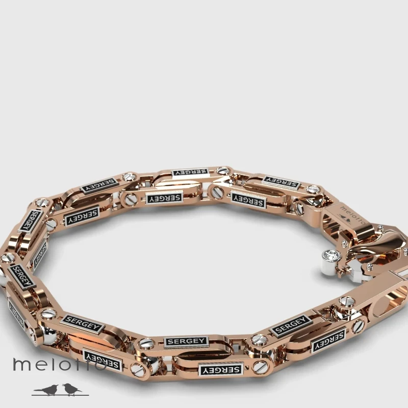 Именной мужской браслет из золота 585 пробы