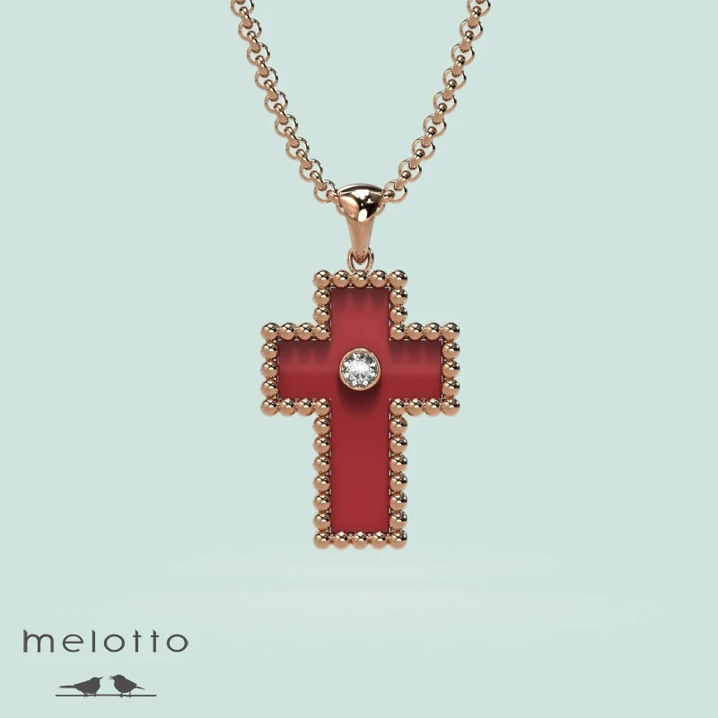 Кулон с круглым бриллиантом и крестиком