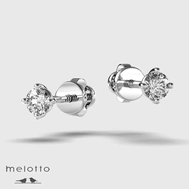 Серьги гвоздики с бриллиантами 0.17 карат