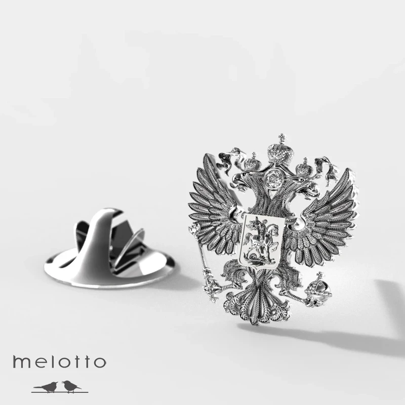 Золотой значок на пиджак Герб России