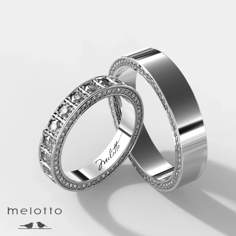 Обручальные кольца с бриллиантами из белого золота