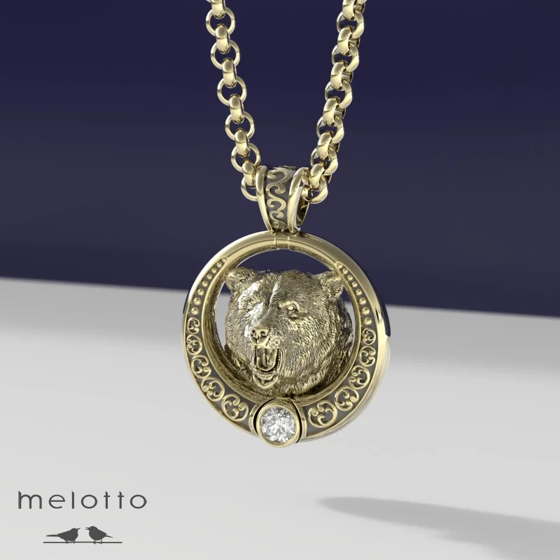 Мужской кулон Гризли