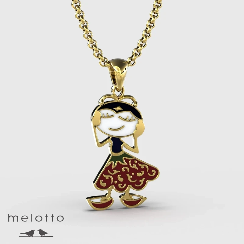 Кулон из золота Девочка с бантиком