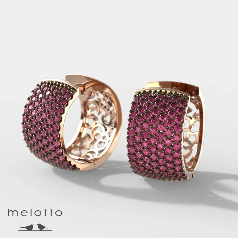 Золотые серьги с рубинами D'AMOUR