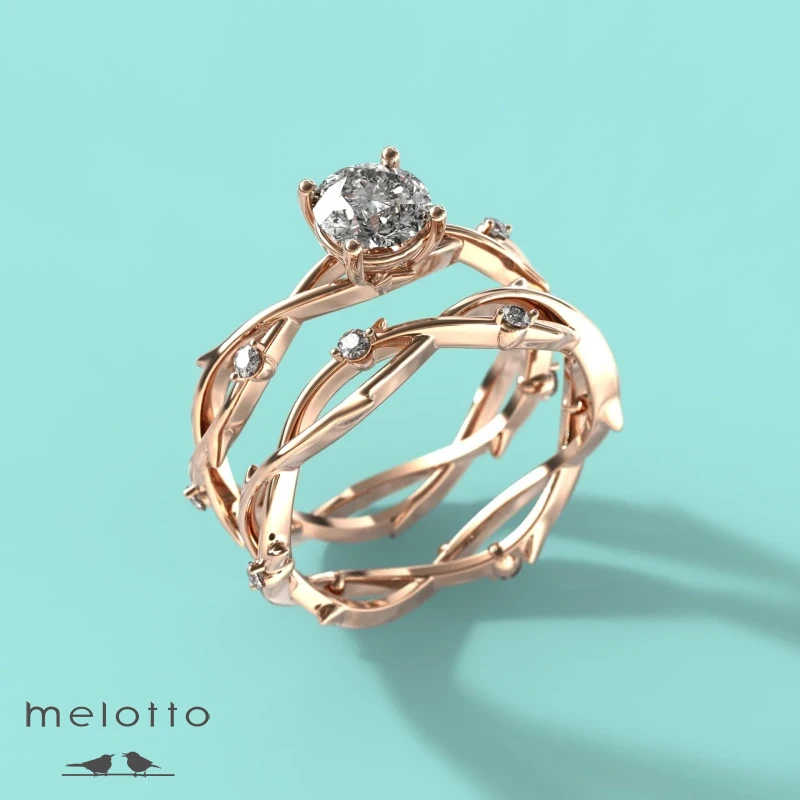 Помолвочное кольцо «Золотая бриллиантовая ветка»