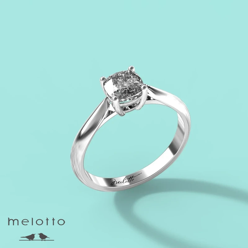 Помолвочное кольцо с бриллиантом огранки «Кушон»