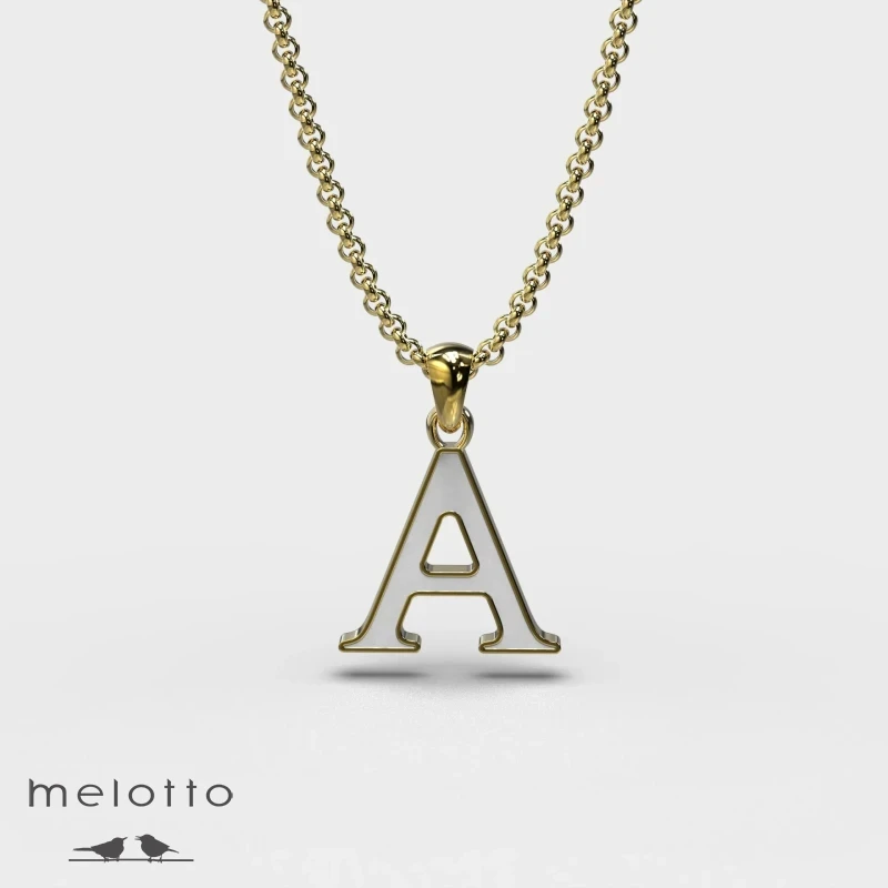 Подвеска Name A с белой эмалью и желтым золотом Подвеска Name A с белой эмалью и желтым золотом