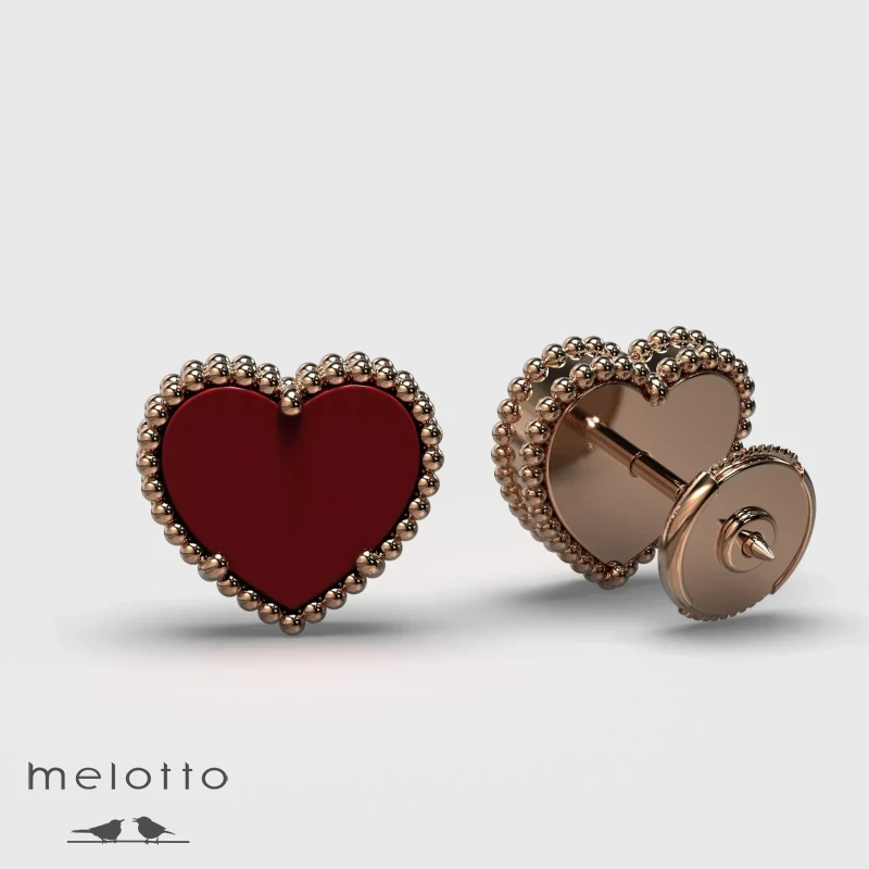 Серьги-гвоздики Тиффани с красным кораллом