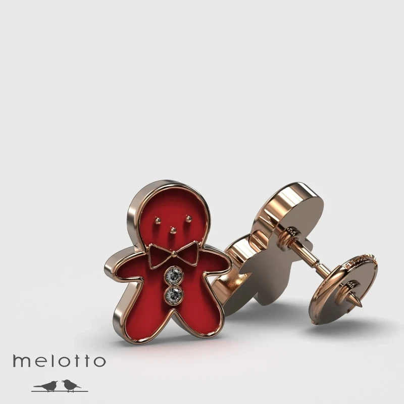 Серьги-гвоздики с бриллиантами в форме мальчика