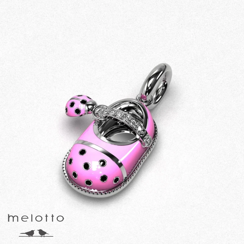 Туфли с ремешком с бриллиантами и изображением божьей коровки