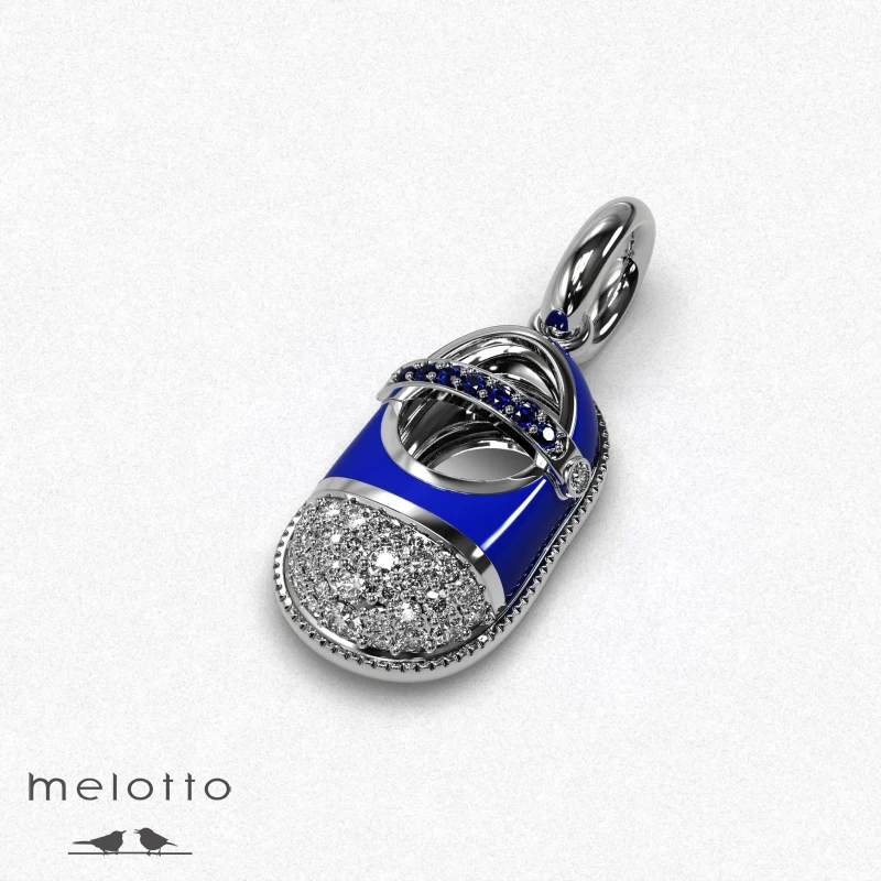 Шарм Ботинок с бриллиантами и сапфирами