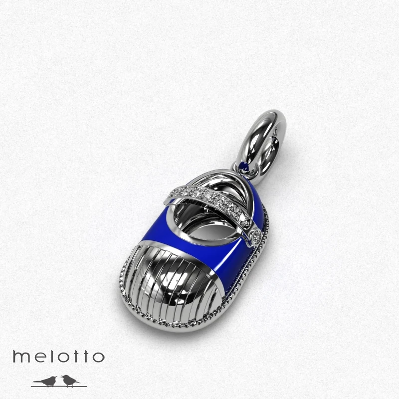 Шарм-ботинок в стиле Old school из белого золота