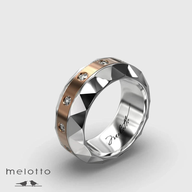 Бесконечное мужское кольцо с круглыми бриллиантами