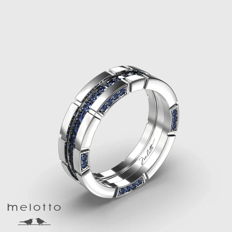 Мужское обручальное кольцо «Стиль» с сапфирами