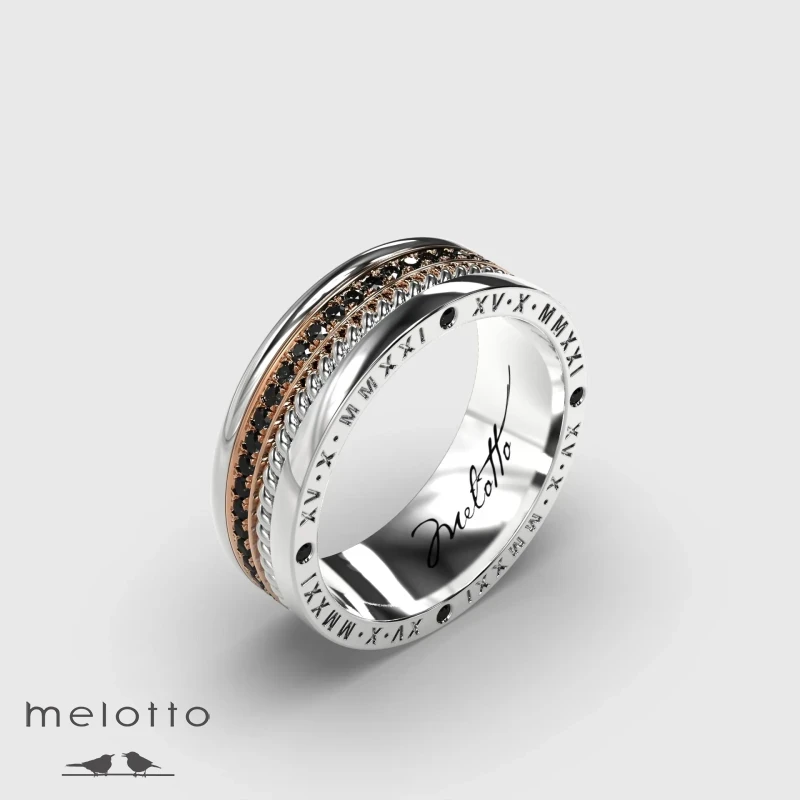 Мужское обручальное кольцо с датой свадьбы