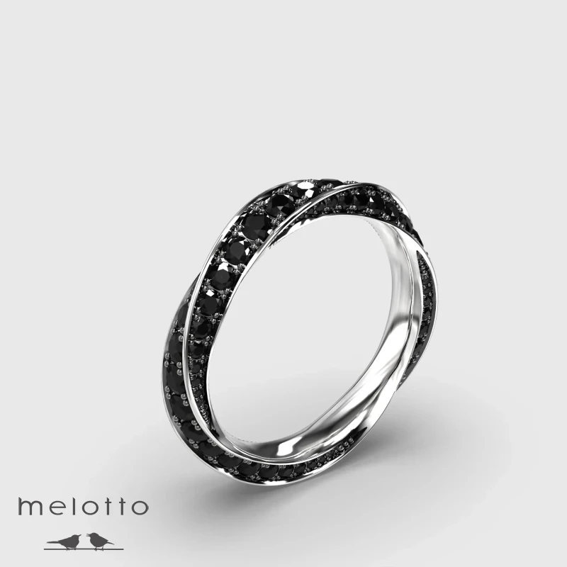 Мужское обручальное кольцо Спираль с бриллиантами