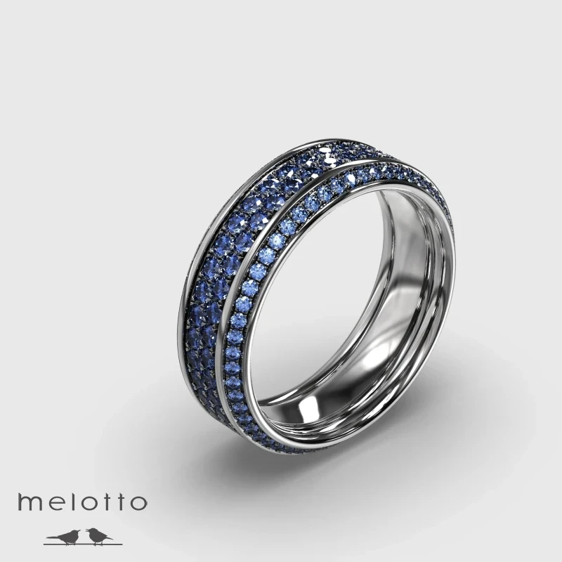 Кольцо с голубыми сапфирами из белого золота Кольцо с голубыми сапфирами из белого золота