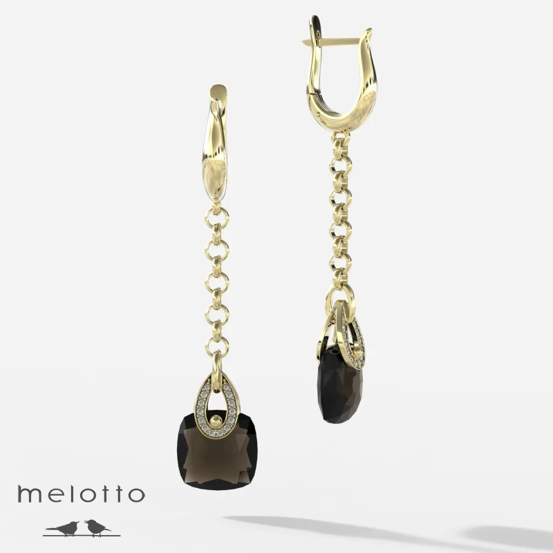 Серьги с раух-топазом и бриллиантами Серьги с раух-топазом и бриллиантами