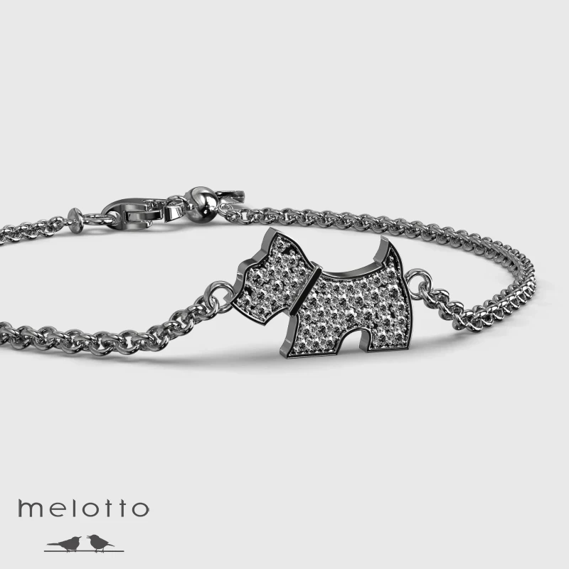 Женский браслет Dog  из белого золота с бриллиантами