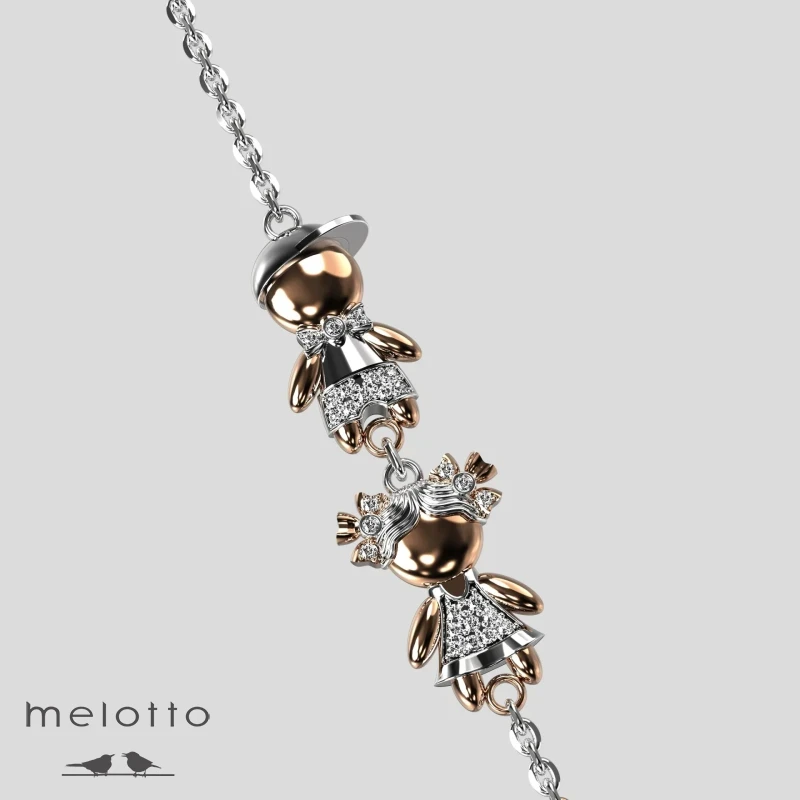 Браслет Мальчик и девочка из золота с бриллиантами